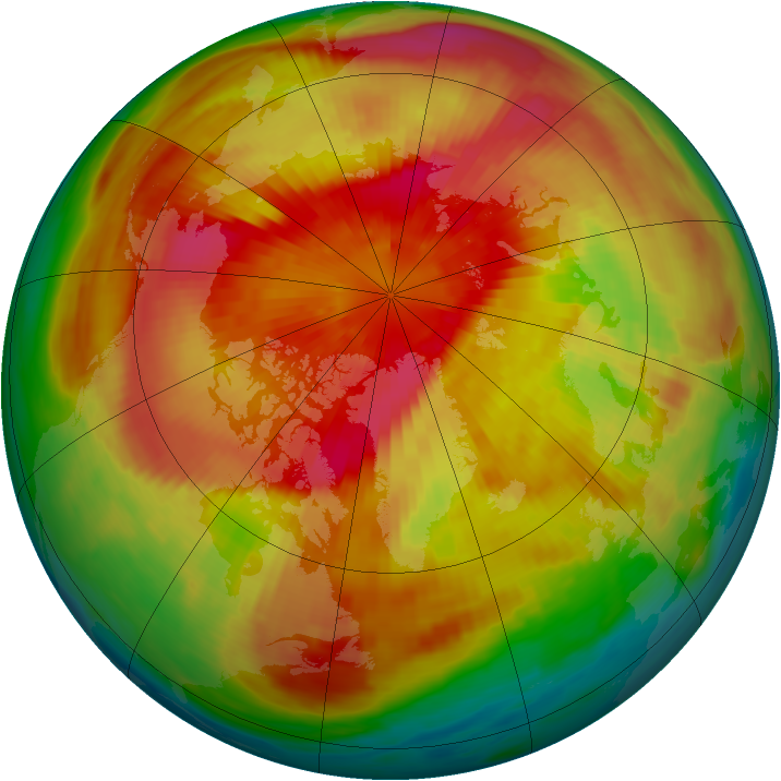 Arctic ozone map for 22 March 1988